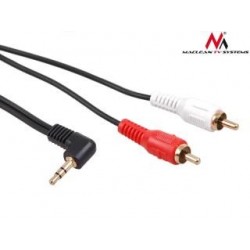 Kabel audio Maclean MCTV-824 kątowy miniJack 3,5mm (M) - 2xRCA (M), 1m, czarny