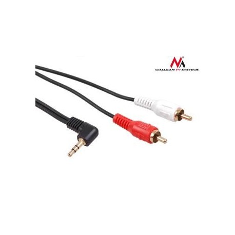 Kabel audio Maclean MCTV-825 kątowy miniJack 3,5mm (M) - 2xRCA (M), 3m, czarny