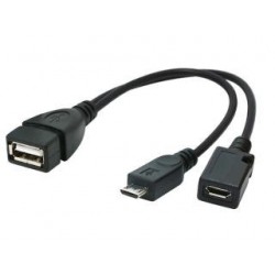Kabel USB 2.0 Gembird A-OTG-AFBM-04 micro USB BM - USB AF + micro BF OTG 0,15m czarny