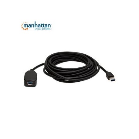 Kabel USB Manhattan I-USBREPEAT5 aktywny USB 3.0 A-A M/F,5m, czarny