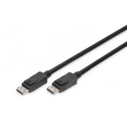 Kabel DisplayPort Assmann z zatrzaskami 8K 30Hz UHD Typ DP/DP M/M czarny 1m