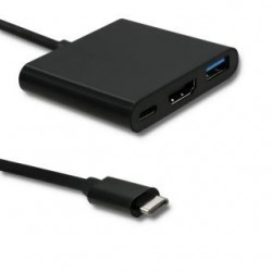 Kabel adapter Qoltec USB 3.1 typCM / HDMI AF+USB AF+USB C | czarny