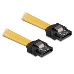 Kabel SATA II Delock 0,1m z zatrzaskami metalowymi żółty