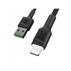 Kabel Green Cell GC Ray USB - Lightning 120cm z białym podświetleniem LED, szybkie ładowanie Apple 2.4A
