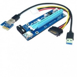 Karta rozszerzeń Riser Qoltec PCI-E 1x-16x | USB 3.0 | SATA/IDE MOLEX 4pin