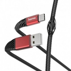 Kabel USB 2.0 Hama "Extreme" USB A (M) - USB Type-C (M), 1,5m, czarno-czerwony
