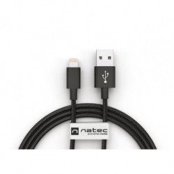 Kabel Natec Lightning(M) - USB-A(M) 1,5m czarny MFi oplot