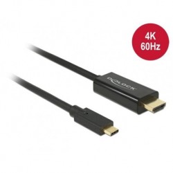 Kabel adapter Delock USB type-C(M) - HDMI(M) 4K 60Hz czarny (Thunderbolt 3/DisplayPort Alternate Mode) 1m