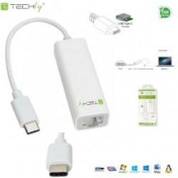Karta sieciowa Techly IADAP USB31-ETGIGA USB-C 3.1 na RJ45 Gigabit, biała