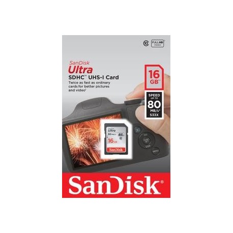 Karta pamięci SDHC SanDisk Ultra SDHC 16GB 80 MB/s UHS-I class 10 