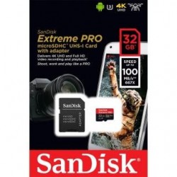 Karta pamięci MicroSDHC SanDisk Extreme Pro 32GB 100/90 MB/s A1 Class 10 V30 UHS-I U3 + adapter