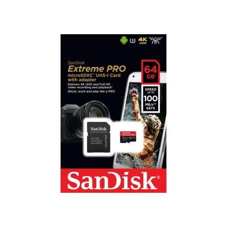 Karta pamięci MicroSDXC SanDisk Extreme Pro 64GB 275MB/s Class 10 U3 UHS-II + czytnik USB 3.0