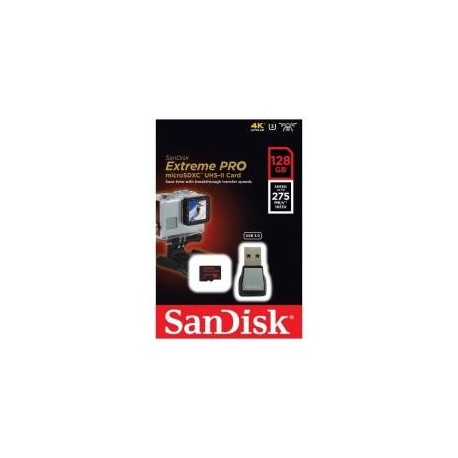 Karta pamięci MicroSDXC SanDisk Extreme Pro 128GB 275MB/s Class 10 U3 UHS-II + czytnik USB 3.0